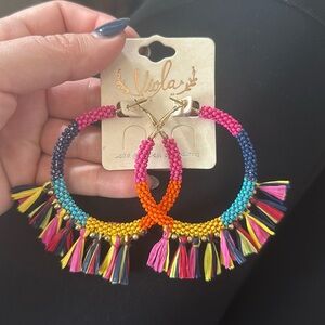 NWT Festive Beaded Embellished Hoops